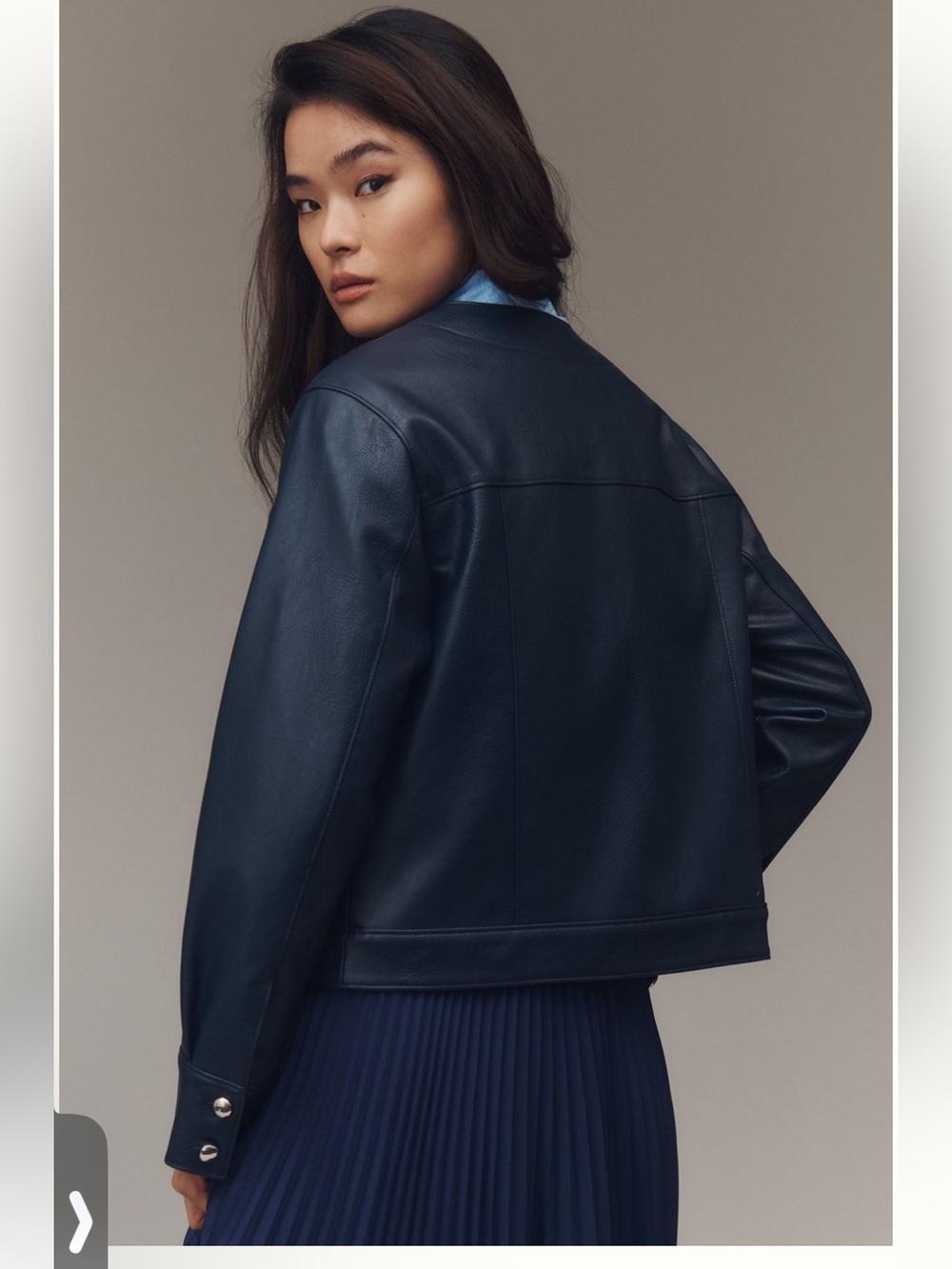 Maeve Collarless Vegan Leather Jacket sold at Anthropologie - Picture 2 of 10